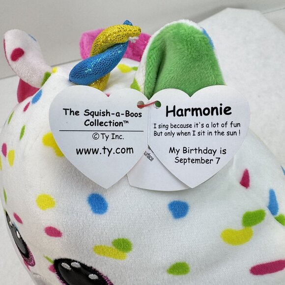 Ty Squish A Boos Harmonie Unicorn Plush Toy 8" Multicolor Dot Pattern Confetti - Picture 9 of 15